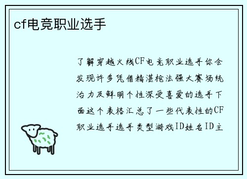 cf电竞职业选手